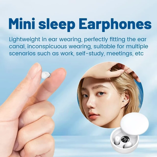 Alt view image 2 of 7 - Mini Invisible Bluetooth Earbuds,Ultra-Light Comfort Fit Sleep Headphones for Side Sleepers,Mini Noise Blocking Sleep Earphones,Bluetooth 5.4 Wireless Earbuds for Sleeping, Working, (White)