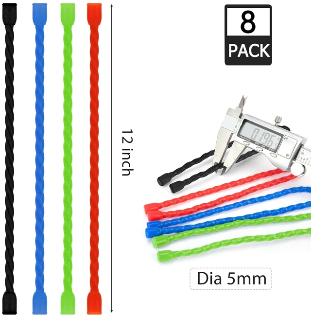 Alt view image 2 of 7 - 8PCS Silicone Twist Ties 12-Inch Reusable Cable Ties Steel-Core Straps Organizer All Purpose Bendable Cord Tie for Indoor Outdoor Bundling Holding Securing and Wrapping Cables (4 Colors)