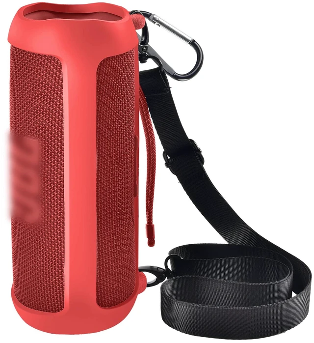 Main image of Silicone Case for JBL FLIP 6 Waterproof Portable Bluetooth Speaker Shoulder Strap, Carabiner, Travel, Outdoor, for Gel Soft Skin Rubber Cover, Bluetooth Speaker Rubber Sleeve, Case Only, Red