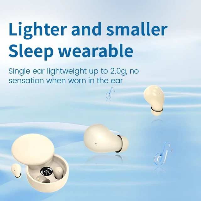 Alt view image 3 of 7 - Mini Invisible Bluetooth Earbuds,Ultra-Light Comfort Fit Sleep Headphones for Side Sleepers,Mini Noise Blocking Sleep Earphones,Bluetooth 5.4 Wireless Earbuds for Sleeping, Working, (Khaki)