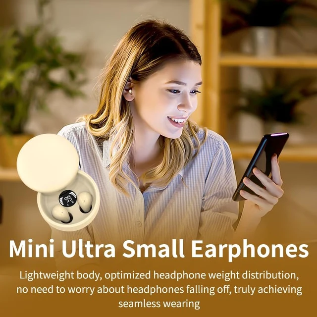 Alt view image 7 of 7 - Mini Invisible Bluetooth Earbuds,Ultra-Light Comfort Fit Sleep Headphones for Side Sleepers,Mini Noise Blocking Sleep Earphones,Bluetooth 5.4 Wireless Earbuds for Sleeping, Working, (Khaki)