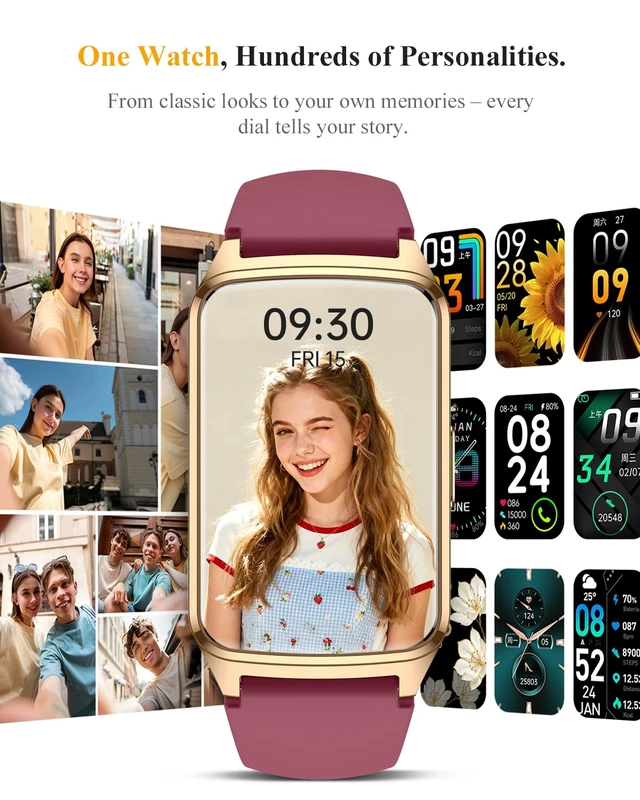 Alt view image 5 of 7 - Fitness Smart Watch for Women Men, Step Counter for iOS iPhone Android with Sleep Calorie Monitor, Daily Activity Workout Tracker, IP68 Waterproof, 110+Sport Modes Smartwatch (Wine-Red)