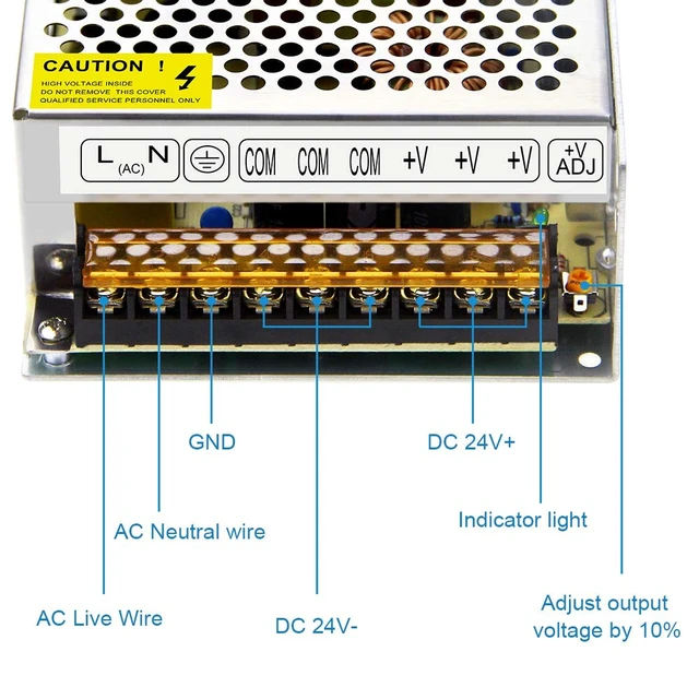 Alt view image 5 of 7 - 24V 10A Switching Power Supply AC/DC Adapter AC 110V to DC 24Volt Transformer Switch AC 110V/220V to DC 24 Volt 10Amp 8A 5A Converter,for LED Strip 3D Printer CCTV LCD Monitor,Indoor Use