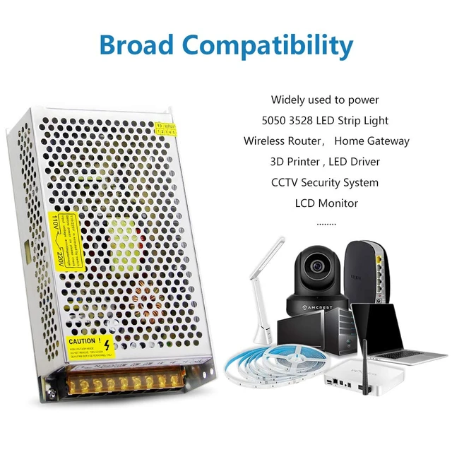 Alt view image 6 of 7 - 24V 10A Switching Power Supply AC/DC Adapter AC 110V to DC 24Volt Transformer Switch AC 110V/220V to DC 24 Volt 10Amp 8A 5A Converter,for LED Strip 3D Printer CCTV LCD Monitor,Indoor Use