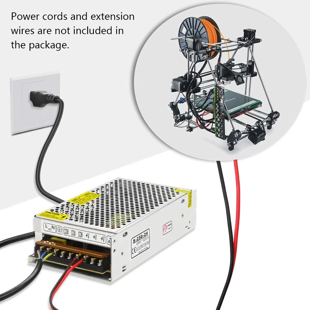 Alt view image 7 of 7 - 24V 10A Switching Power Supply AC/DC Adapter AC 110V to DC 24Volt Transformer Switch AC 110V/220V to DC 24 Volt 10Amp 8A 5A Converter,for LED Strip 3D Printer CCTV LCD Monitor,Indoor Use