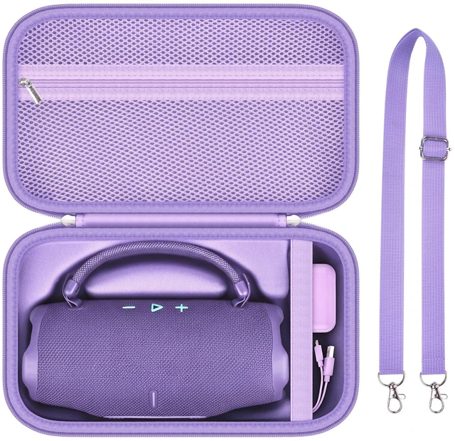 Main image of Hard Travel Case for JBL Charge 6 Speaker with Shoulder Strap Fixed tray, elastic strap and zippered mesh pocket organize the speaker, charger and cables, Black, Case Only