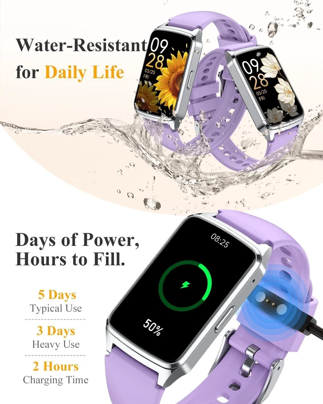Alt view image 7 of 7 - Fitness Smart Watch for Women Men, Step Counter for iOS iPhone Android with Sleep Calorie Monitor, Daily Activity Workout Tracker, IP68 Waterproof, 110+Sport Modes Smartwatch (Purple)