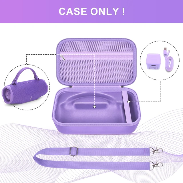 Alt view image 2 of 7 - Hard Travel Case for JBL Charge 6 Speaker with Shoulder Strap Fixed tray, elastic strap and zippered mesh pocket organize the speaker, charger and cables, Black, Case Only