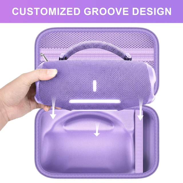 Alt view image 3 of 7 - Hard Travel Case for JBL Charge 6 Speaker with Shoulder Strap Fixed tray, elastic strap and zippered mesh pocket organize the speaker, charger and cables, Black, Case Only