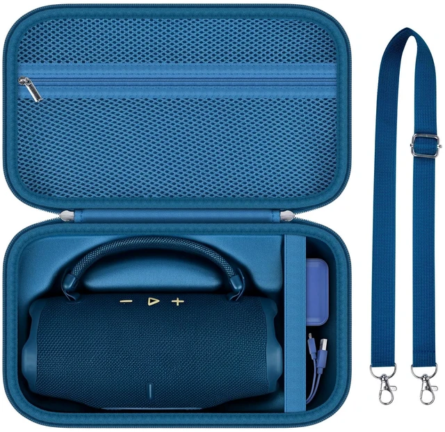 Main image of Hard Travel Case for JBL Charge 6 Speaker with Shoulder Strap Fixed tray, elastic strap and zippered mesh pocket organize the speaker, charger and cables, Black, Case Only