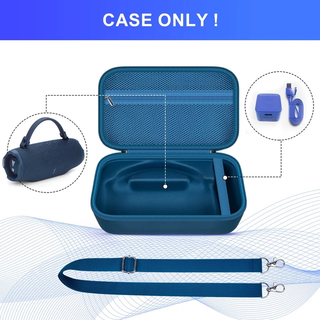 Alt view image 2 of 7 - Hard Travel Case for JBL Charge 6 Speaker with Shoulder Strap Fixed tray, elastic strap and zippered mesh pocket organize the speaker, charger and cables, Black, Case Only