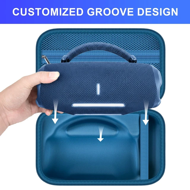 Alt view image 3 of 7 - Hard Travel Case for JBL Charge 6 Speaker with Shoulder Strap Fixed tray, elastic strap and zippered mesh pocket organize the speaker, charger and cables, Black, Case Only