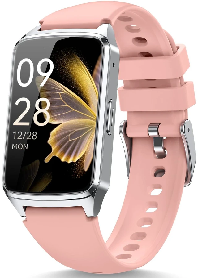 Main image of Fitness Smart Watch for Women Men, Step Counter for iOS iPhone Android with Sleep Calorie Monitor, Daily Activity Workout Tracker, IP68 WaterProof, 110+Sport Modes Smartwatch (Pink / Silver Frame)