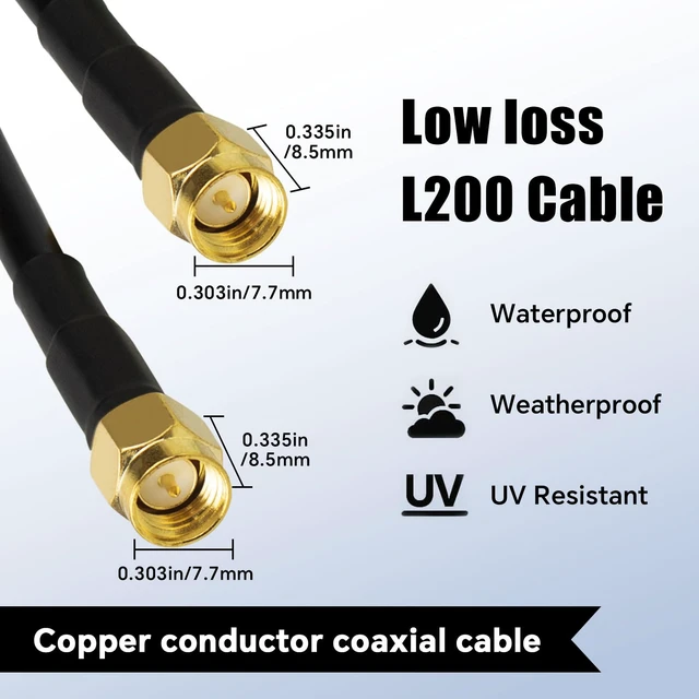 Alt view image 3 of 7 - BMR200 Upgraded SMA Male to SMA Male Cable 16.4ft LMR200 Equivalent SMA Extension Coaxial Cable 50 Ohm Ultra Low Loss for WiFi, 4G/5G LTE, GPS, RF Radio, Better Than RG58