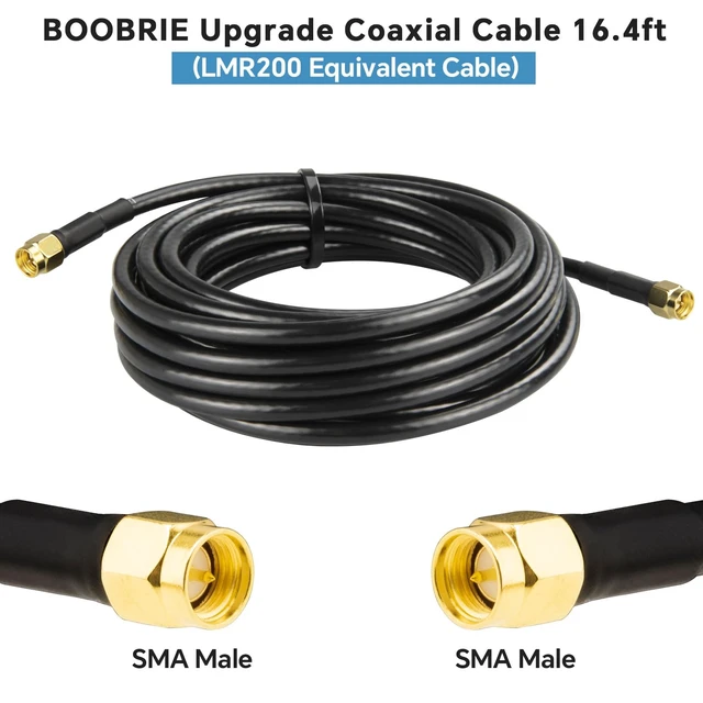 Alt view image 2 of 7 - BMR200 Upgraded SMA Male to SMA Male Cable 16.4ft LMR200 Equivalent SMA Extension Coaxial Cable 50 Ohm Ultra Low Loss for WiFi, 4G/5G LTE, GPS, RF Radio, Better Than RG58