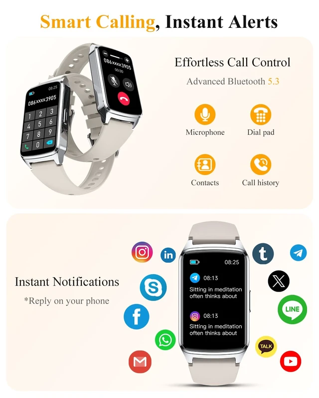 Alt view image 2 of 7 - Fitness Smart Watch for Women Men, Step Counter for iOS iPhone Android with Sleep Calorie Monitor, Daily Activity Workout Tracker, IP68 Waterproof, 110+Sport Modes Smartwatch (Starlight)