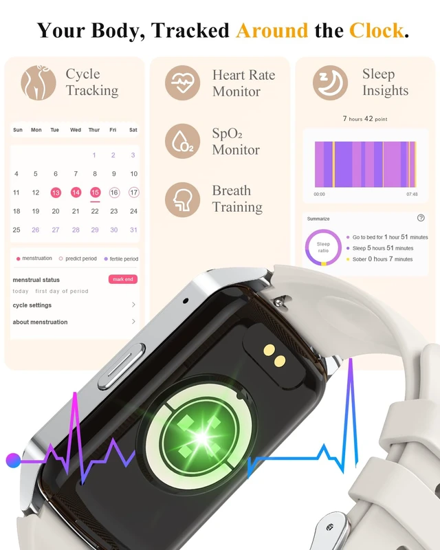 Alt view image 4 of 7 - Fitness Smart Watch for Women Men, Step Counter for iOS iPhone Android with Sleep Calorie Monitor, Daily Activity Workout Tracker, IP68 Waterproof, 110+Sport Modes Smartwatch (Starlight)