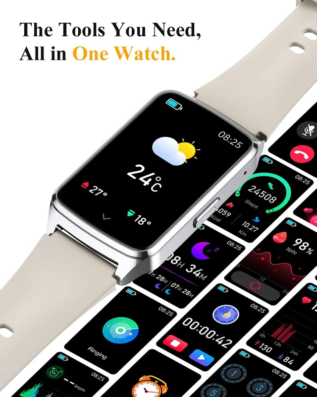 Alt view image 6 of 7 - Fitness Smart Watch for Women Men, Step Counter for iOS iPhone Android with Sleep Calorie Monitor, Daily Activity Workout Tracker, IP68 Waterproof, 110+Sport Modes Smartwatch (Starlight)