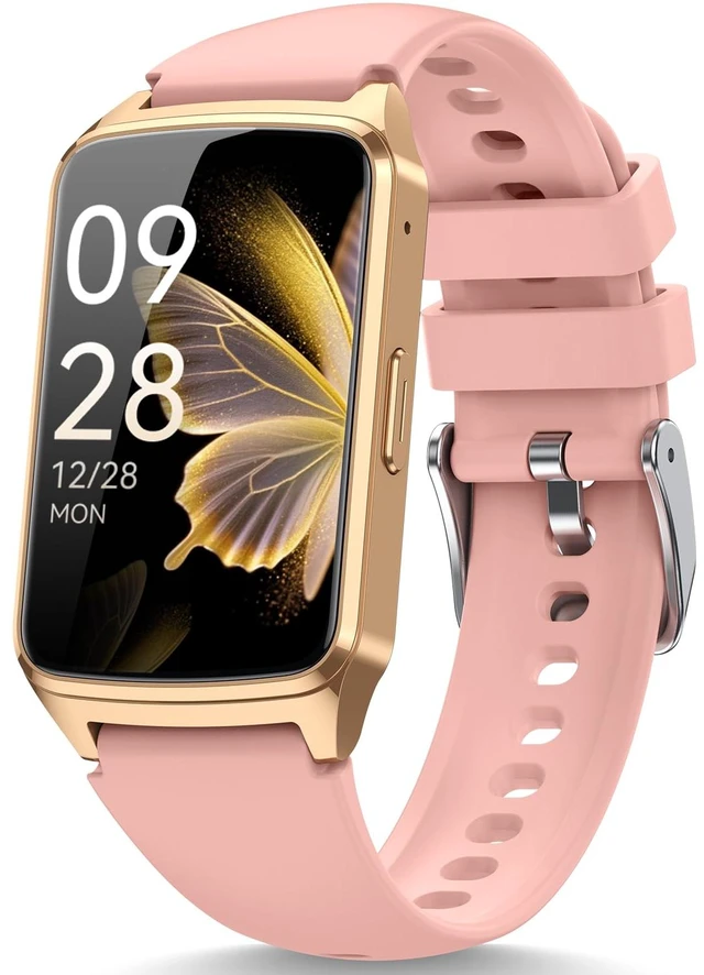 Main image of Fitness Smart Watch for Women Men, Step Counter for iOS iPhone Android with Sleep Calorie Monitor, Daily Activity Workout Tracker, IP68 Waterproof, 110+Sport Modes Smartwatch (Pink/Gold Frame)