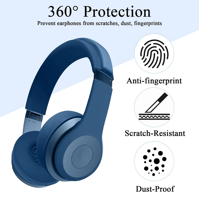 Alt view image 3 of 7 - 3 in 1 Solo 4 Silicone Case Cover Set for Beats Solo 4 Headphone Anti-Scratch Ear Pad Cover/Shell Cover/Headband Cover,Solo4 Soft Silicone Protector,Washable Accessories(Blue)