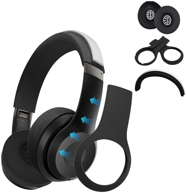 Main image of 3 in 1 Solo 4 Silicone Case Cover Set for Beats Solo 4 Headphone Anti-Scratch Ear Pad Cover/Shell Cover/Headband Cover,Solo4 Soft Silicone Protector,Washable Accessories(Black)