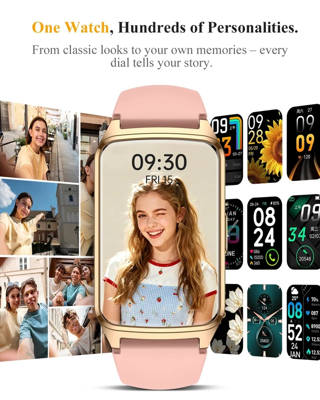 Alt view image 5 of 7 - Fitness Smart Watch for Women Men, Step Counter for iOS iPhone Android with Sleep Calorie Monitor, Daily Activity Workout Tracker, IP68 Waterproof, 110+Sport Modes Smartwatch (Pink/Gold Frame)