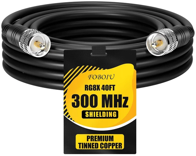 Main image of RG8x Coaxial Cable 40FT, CB Antenna Cables PL259 UHF Male-to-Male CB Coax Cable 50 Ohm,Includes 30FT to 100FT for Radios,Antenna Analyzers,SWR Tuner,SWR Meter
