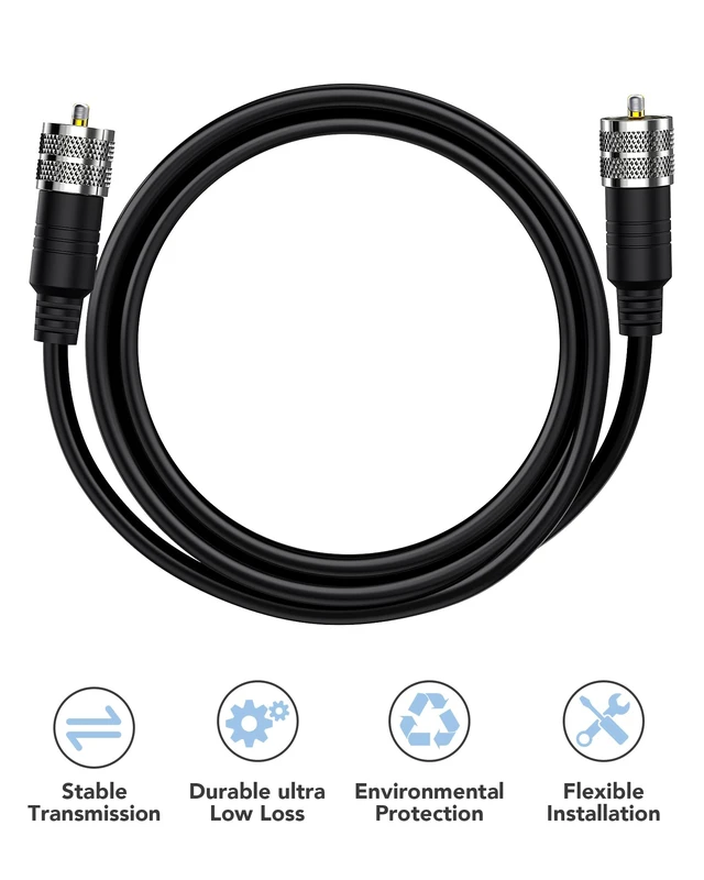 Alt view image 2 of 7 - RG8x Coaxial Cable 50 ft, CB Antenna Cables PL259 UHF Male-to-Male CB Coax Cable 50 Ohm, Including 30ft/40ft/50ft/60ft/70ft/80ft/100ft for Radios,Antenna Analyzers,SWR Tuner,SWR Meter