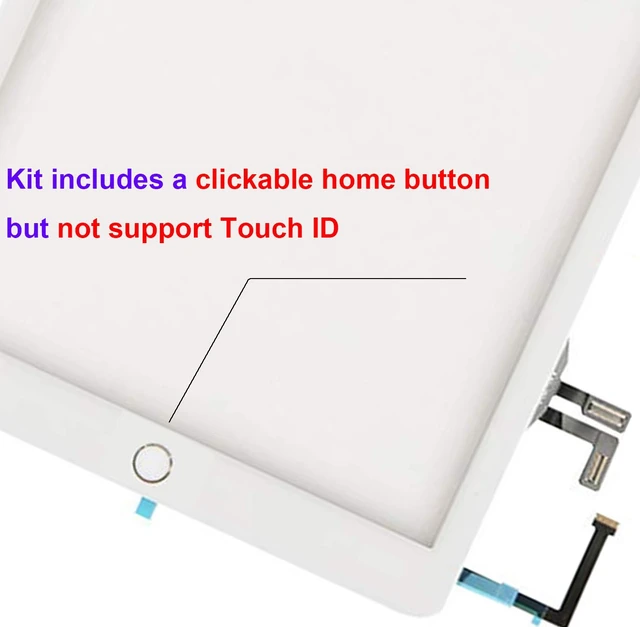 Alt view image 3 of 6 - Dedia White Touch Screen Replacement for iPad 5 2017 9.7 inch, A1822 A1823 Digitizer Glass Assembly with Home Button + Tool kit