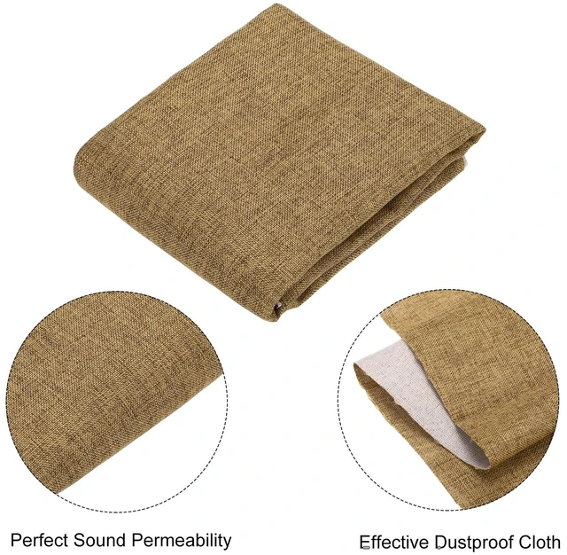 Alt view image 3 of 5 - Brown Speaker Grill Cloth 40"x58" Stereo Box Fabric Protective Dustproof Mesh Breathable Replacement Cover for Home Stage Speakers,Media Cabinet,KTV Box(1x1.48m)