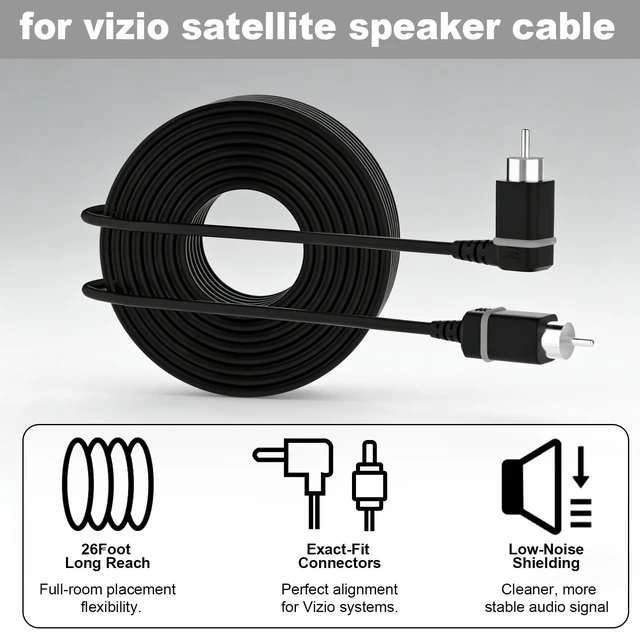 Alt view image 3 of 6 - for Vizio Satellite Speaker Cable,Extension Cord Compatible with Vizio V51 M51 SB3651 SB36514 SB4051 SB4251 Satellite Speaker(Grey)
