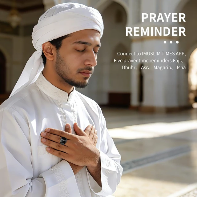 Alt view image 5 of 7 - Smart Tasbih Zikr Ring,Adjustable Counter, 3 Sizes (18,20,22mm) Muslim Digital Azan Alarm Clock,APP Support Digital Counter Prayer Reminder Rings, Waterproof 5 Digit Finger Counter zikr Ring