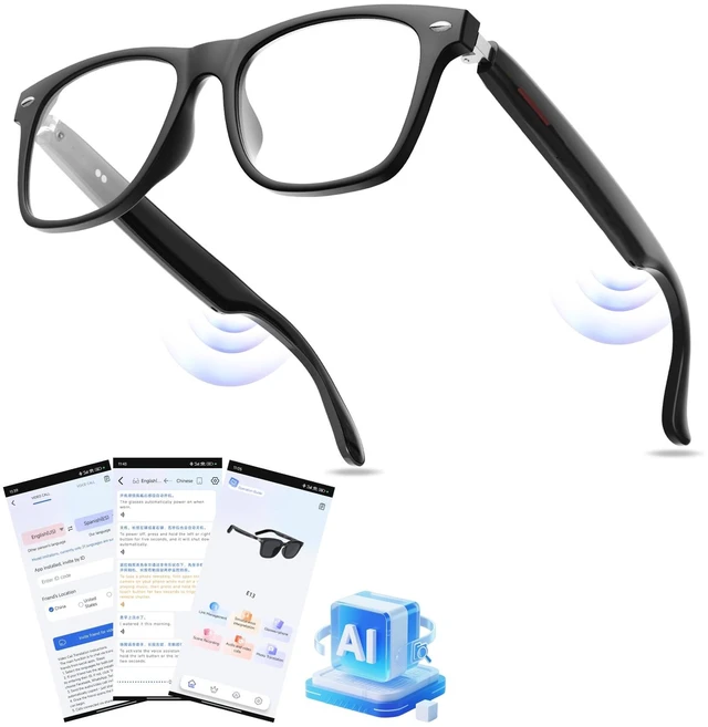 Main image of AI Smart Bluetooth Glasses for Men and Women with Translation Real-time translation (115 languages), Glasses with speakers, Hands-free calls, Blue-light protection, for iOS/Android