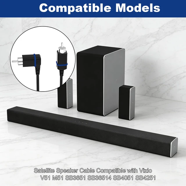 Alt view image 2 of 6 - for Vizio Satellite Speaker Cable,Extension Cord Compatible with Vizio V51 M51 SB3651 SB36514 SB4051 SB4251 Satellite SpeakerBlue