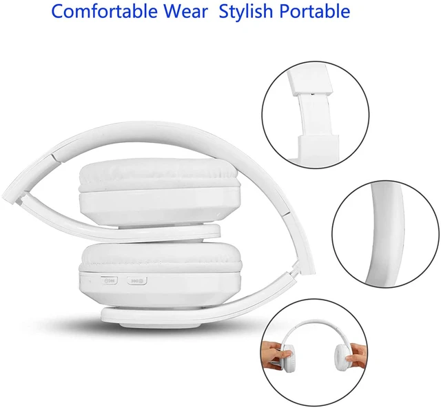 Alt view image 6 of 7 - Wireless Bluetooth Headphones with Colorful LED Lights, White HiFi Stereo Sound,Light Weight,Foldable,Colorful Backlit,Rechageable,Over Ear Headset for PC/Travel/Class/Office/Kids/Adult