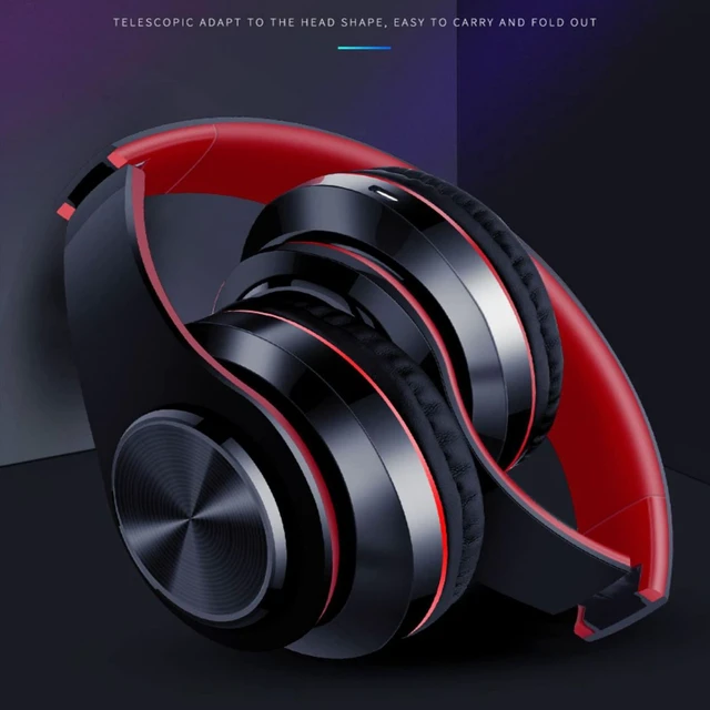 Alt view image 3 of 7 - Wireless Bluetooth Headphones with Colorful LED Lights, Black Red HiFi Stereo Sound,Light Weight,Foldable,Colorful Backlit,Rechageable,Over Ear Headset for PC/Travel/Class/Office/Kids/Adult