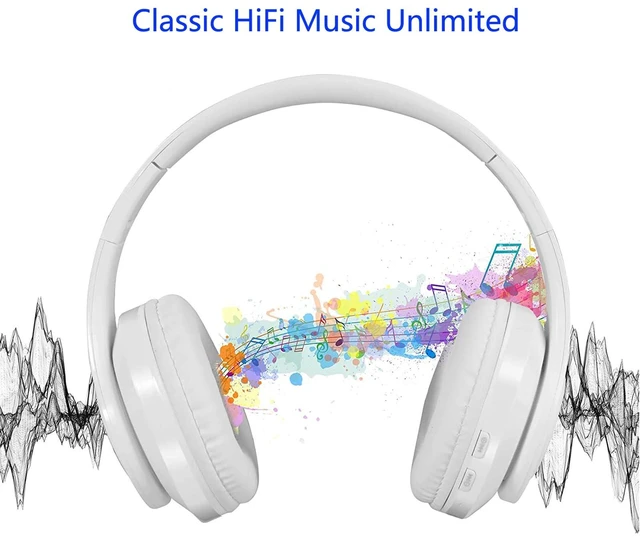 Alt view image 7 of 7 - Wireless Bluetooth Headphones with Colorful LED Lights, White HiFi Stereo Sound,Light Weight,Foldable,Colorful Backlit,Rechageable,Over Ear Headset for PC/Travel/Class/Office/Kids/Adult