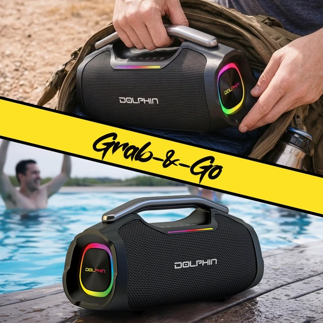 Alt view image 4 of 7 - LX-440 Portable Bluetooth Party Speaker, Black 55W RMS, Deep Bass, RGB LED Lights, Bluetooth 5.3, USB-C Rechargeable, WaveSync Pairing, AUX, USB Playback, 1/4" Mic Input