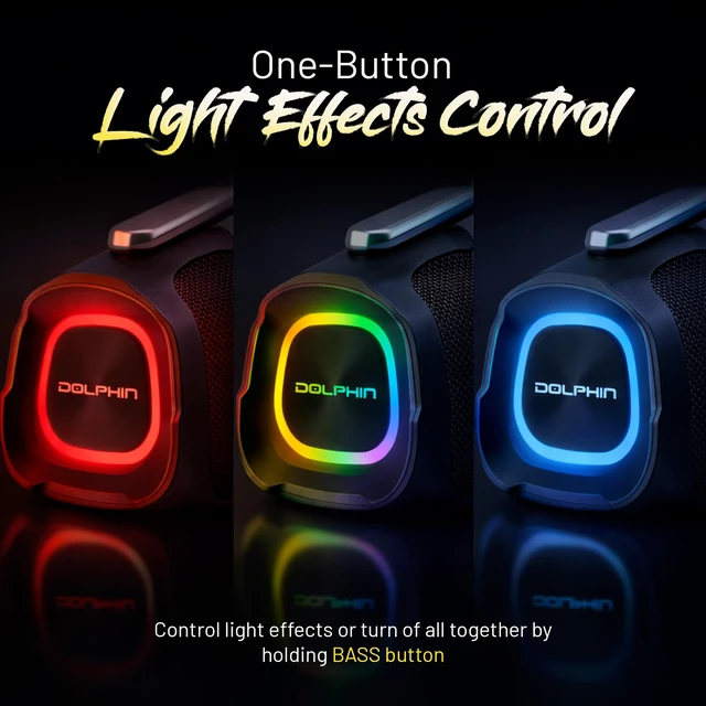 Alt view image 5 of 7 - LX-440 Portable Bluetooth Party Speaker, Black 55W RMS, Deep Bass, RGB LED Lights, Bluetooth 5.3, USB-C Rechargeable, WaveSync Pairing, AUX, USB Playback, 1/4" Mic Input