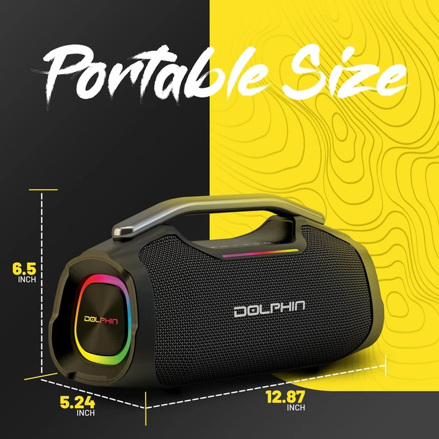 Alt view image 7 of 7 - LX-440 Portable Bluetooth Party Speaker, Black 55W RMS, Deep Bass, RGB LED Lights, Bluetooth 5.3, USB-C Rechargeable, WaveSync Pairing, AUX, USB Playback, 1/4" Mic Input