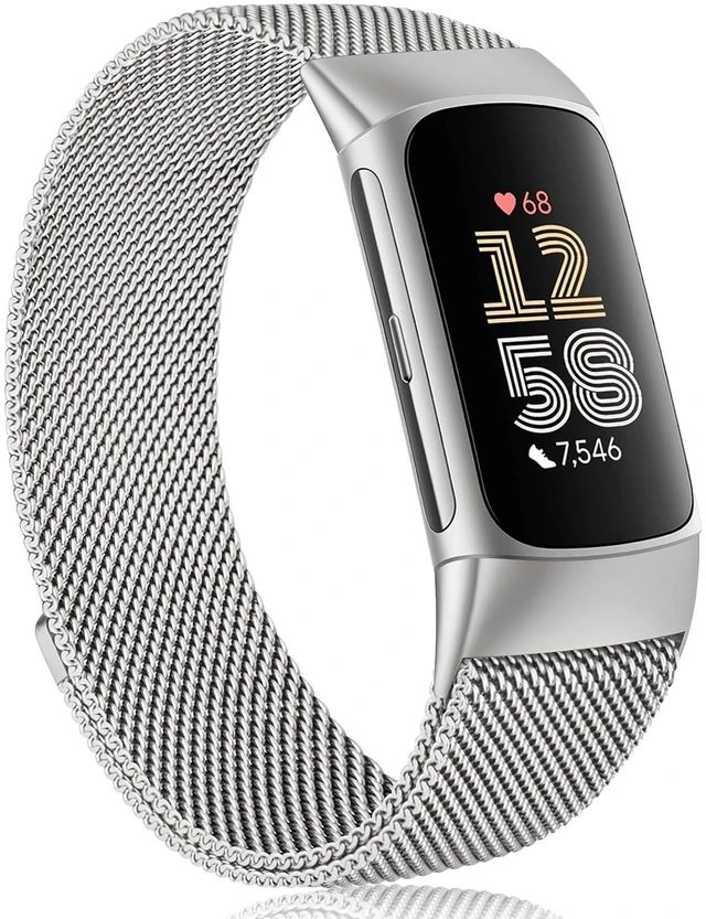 Main image of for Fitbit Charge 6 Bands Women Men, Stainless Steel Metal Mesh Loop Adjustable Magnetic Wristband Replacement Straps Compatible with Fitbit Charge 6 Fitness Tracker