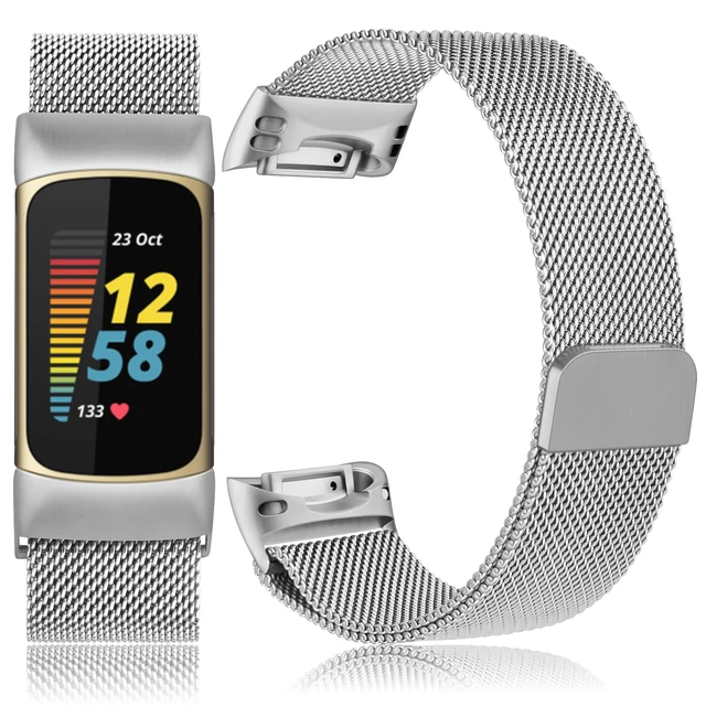 Alt view image 2 of 7 - for Fitbit Charge 6 Bands Women Men, Stainless Steel Metal Mesh Loop Adjustable Magnetic Wristband Replacement Straps Compatible with Fitbit Charge 6 Fitness Tracker