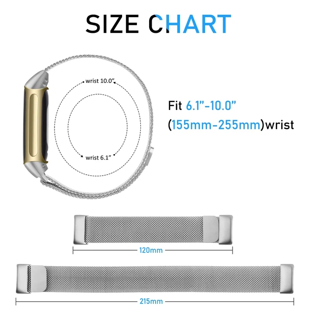 Alt view image 4 of 7 - for Fitbit Charge 6 Bands Women Men, Stainless Steel Metal Mesh Loop Adjustable Magnetic Wristband Replacement Straps Compatible with Fitbit Charge 6 Fitness Tracker