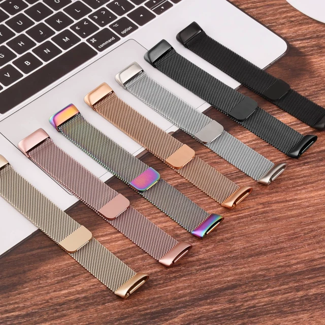 Alt view image 7 of 7 - for Fitbit Charge 6 Bands Women Men, Stainless Steel Metal Mesh Loop Adjustable Magnetic Wristband Replacement Straps Compatible with Fitbit Charge 6 Fitness Tracker