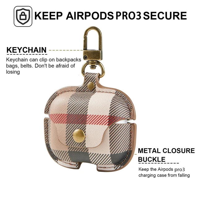 Alt view image 4 of 7 - for AirPods Pro 3 Case, Compatible with AirPods Pro 3rd Generation Case (2025), Leather Cute Full Body Shockproof Protective Cover for Women Men with Keychain
