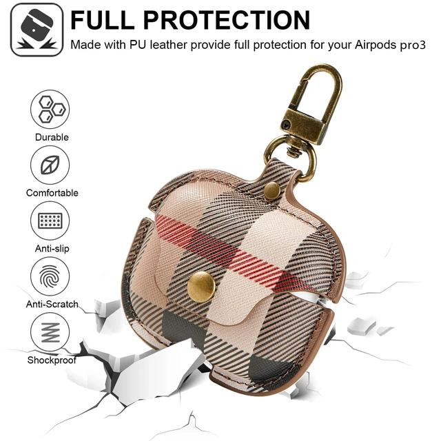 Alt view image 5 of 7 - for AirPods Pro 3 Case, Compatible with AirPods Pro 3rd Generation Case (2025), Leather Cute Full Body Shockproof Protective Cover for Women Men with Keychain