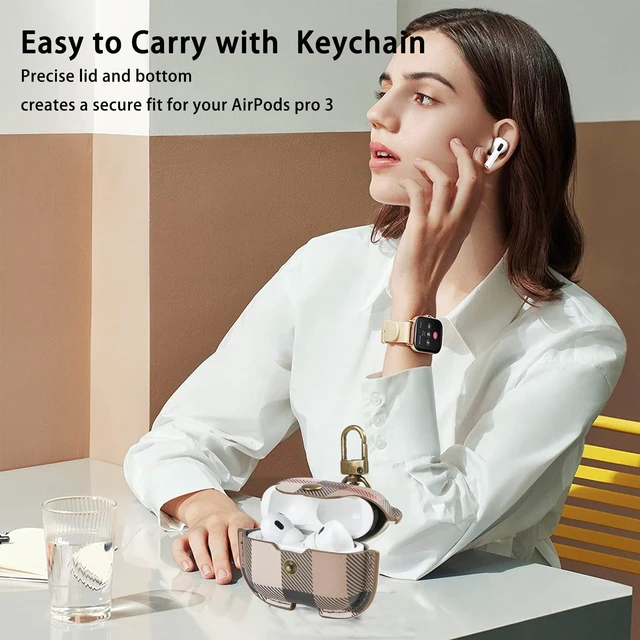 Alt view image 7 of 7 - for AirPods Pro 3 Case, Compatible with AirPods Pro 3rd Generation Case (2025), Leather Cute Full Body Shockproof Protective Cover for Women Men with Keychain