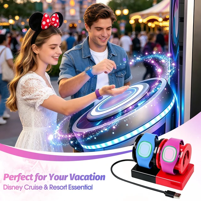 Alt view image 5 of 7 - Modular Charging Stand for MagicBand+, Expandable 2-4 Slot Dock Includes 4-Port USB Hub and 3.3ft Extension Cable. Theme Park Vacation and Cruise Essentials with Hidden Cable Management