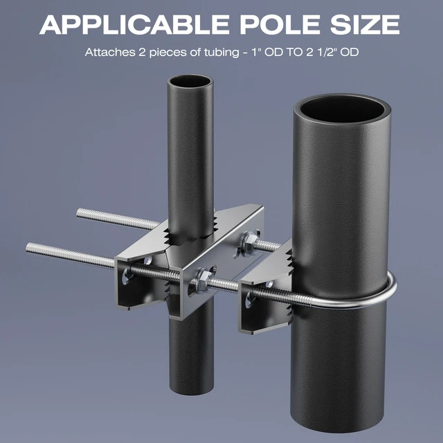 Alt view image 4 of 6 - Heavy Duty Pole to Pole Mount -Stainless Steel - Antenna Mast to Mast Bracket (U Antenna Pipe clamp, 2 Sets Pack)