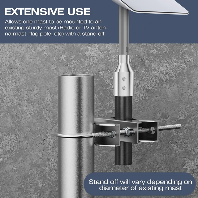 Alt view image 5 of 6 - Heavy Duty Pole to Pole Mount -Stainless Steel - Antenna Mast to Mast Bracket (U Antenna Pipe clamp, 2 Sets Pack)